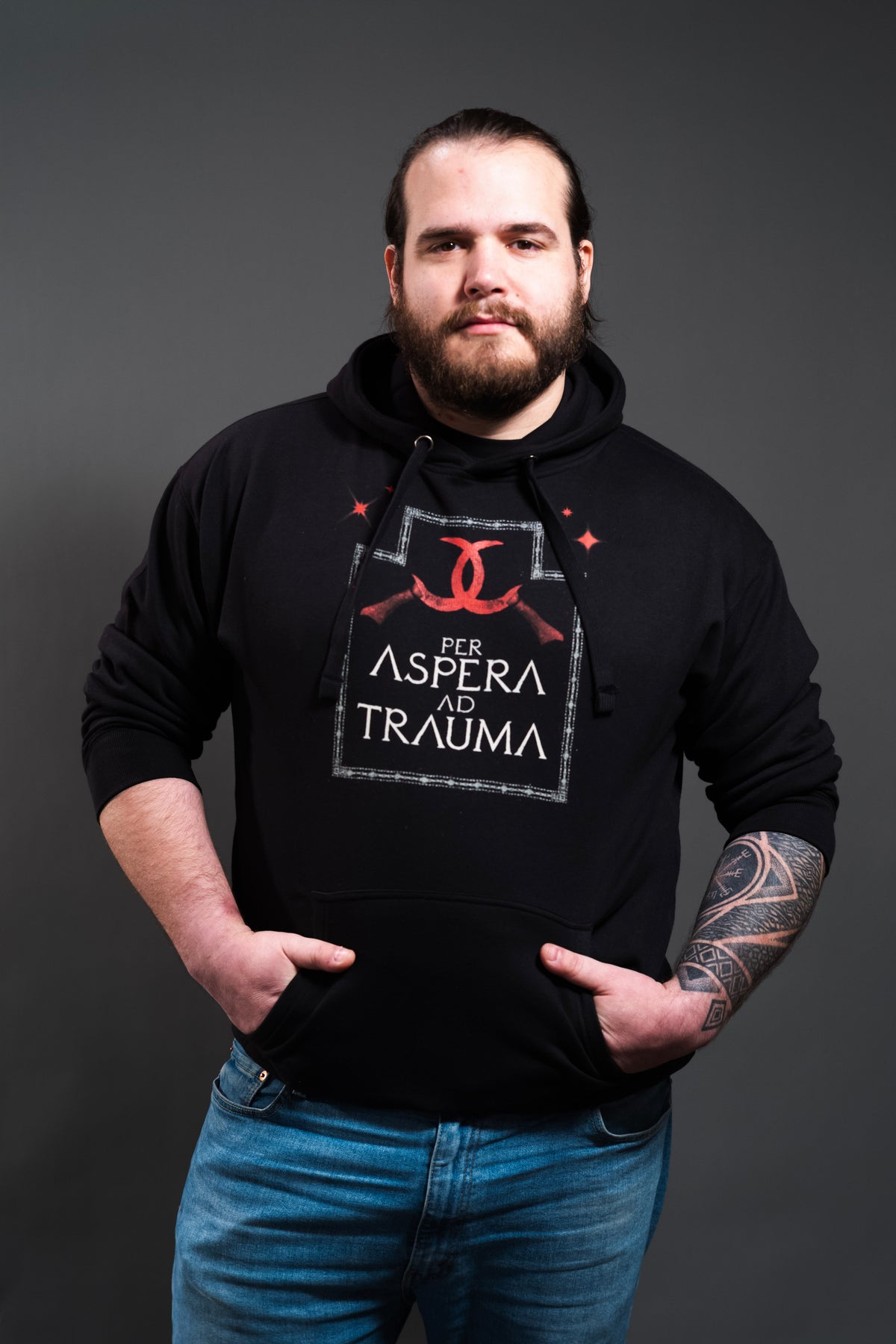 Per Aspera Ad Trauma Black Unisex Hoodie