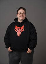 Load image into Gallery viewer, Black hoodie with red wolf Howler sigil 
