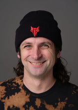 Load image into Gallery viewer, Black beanie hat with red embroidered Howler sigil 
