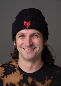 Black beanie hat with red embroidered Howler sigil 