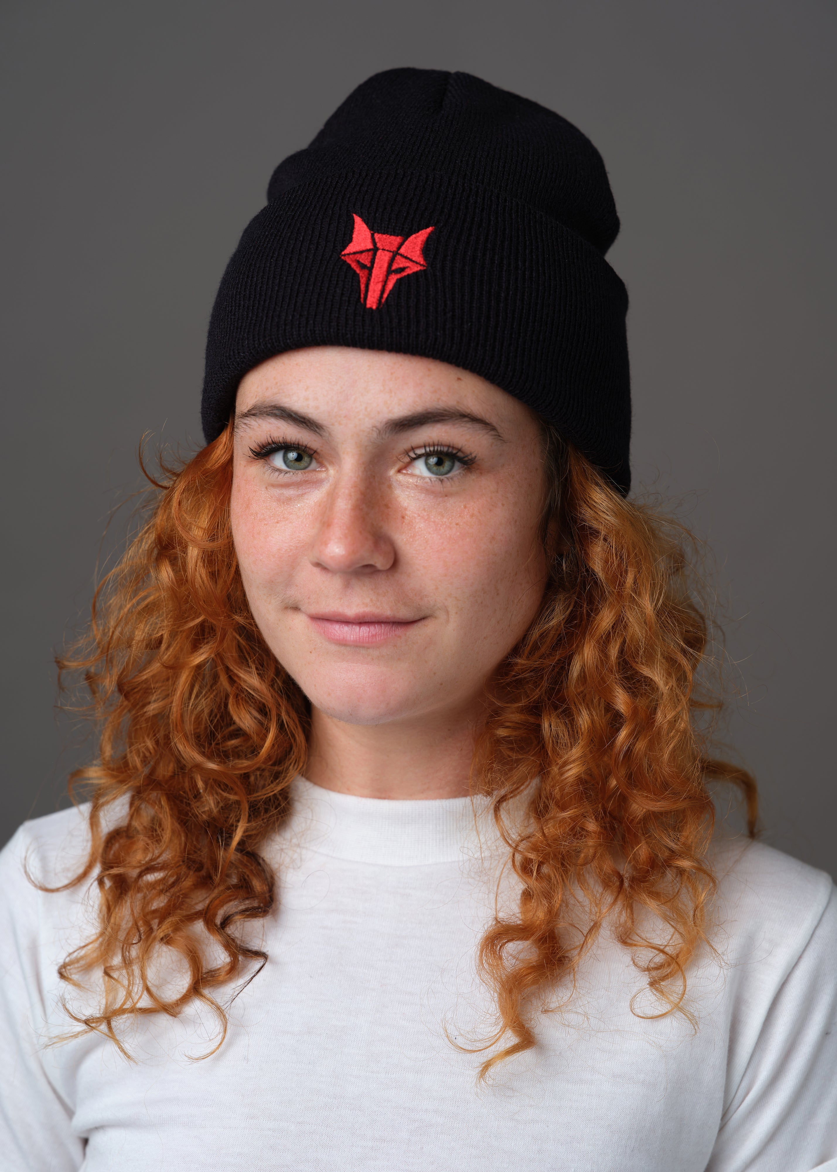 Black beanie hat with red embroidered Howler sigil 