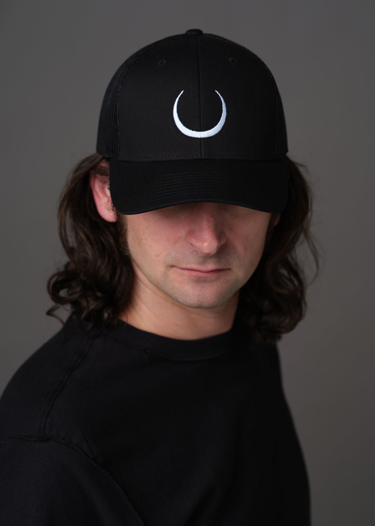 Black hat with embroidered white Obisidan sigil