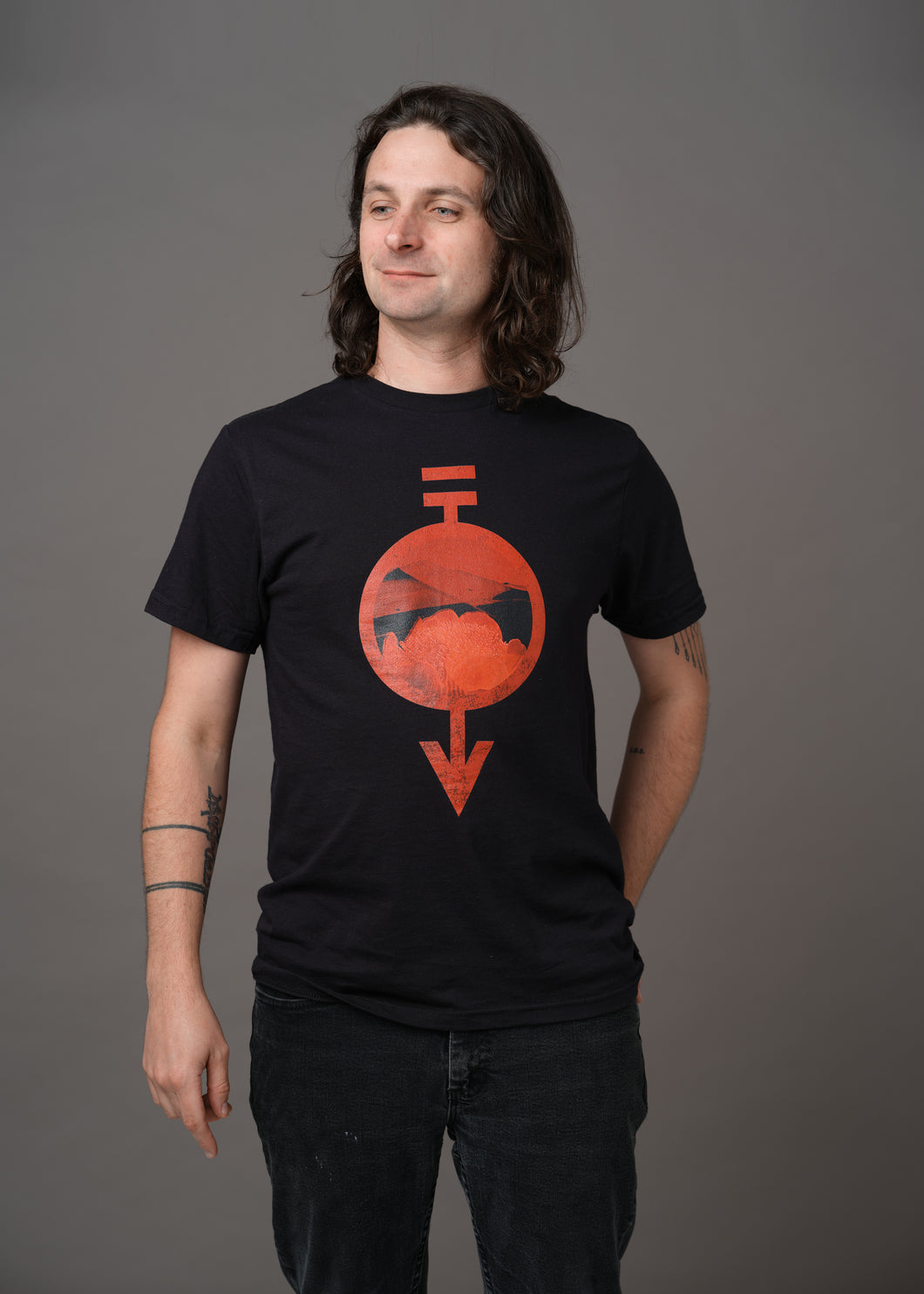 Black shirt featuring the Red Haemanthus flower inside the Red sigil 