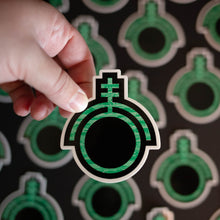 Load image into Gallery viewer, Green sticker depicting the sigil of technicians and programmers
