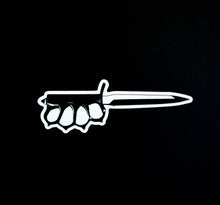 Load image into Gallery viewer, Sticker of a knife with brass knuckles on the handle
