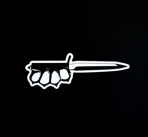 Sticker of a knife with brass knuckles on the handle