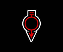 Load image into Gallery viewer, Black sticker with the red sigil of manual laborers and miners
