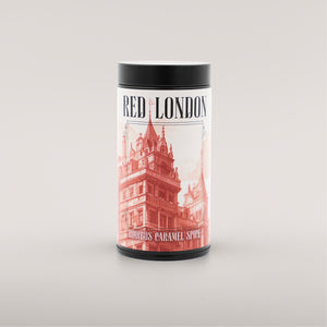 Round Red London tea canister
