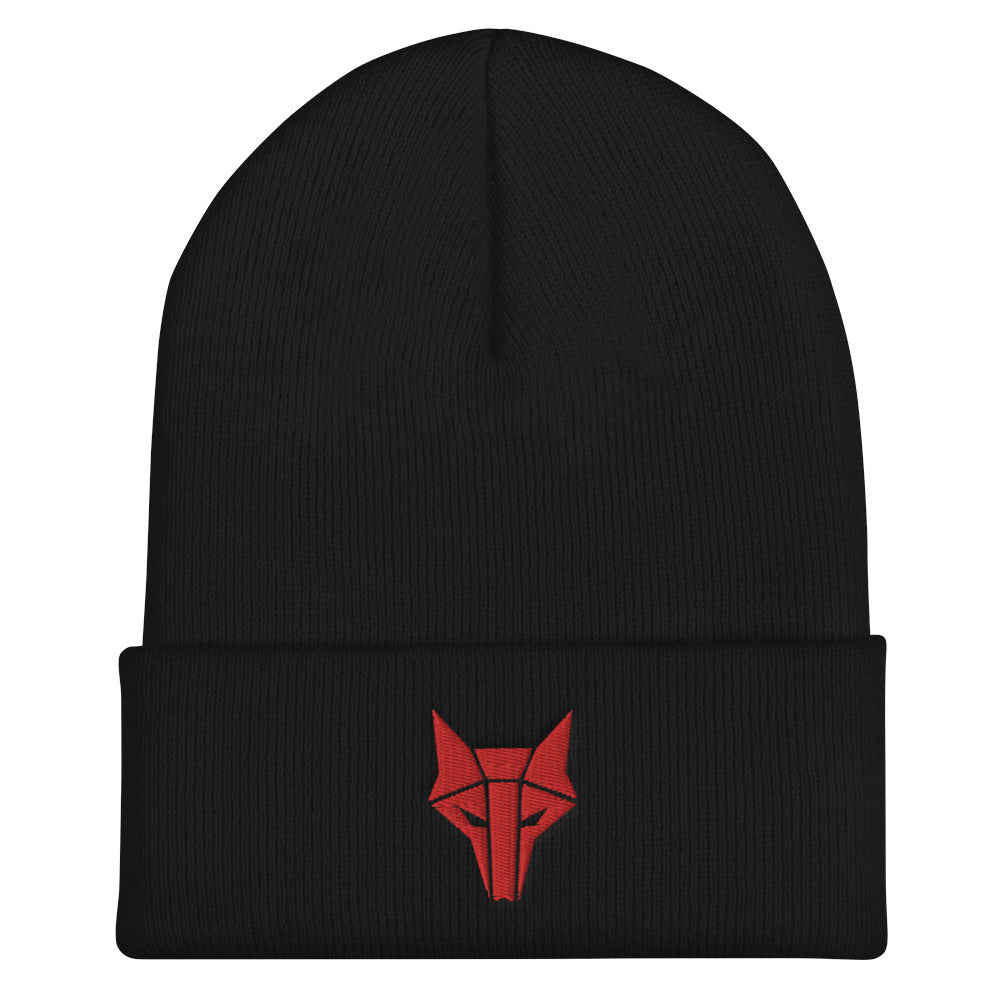 Black beanie hat with red embroidered Howler sigil 