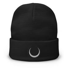 Load image into Gallery viewer, Black beanie with embroidered white Obisidan sigil

