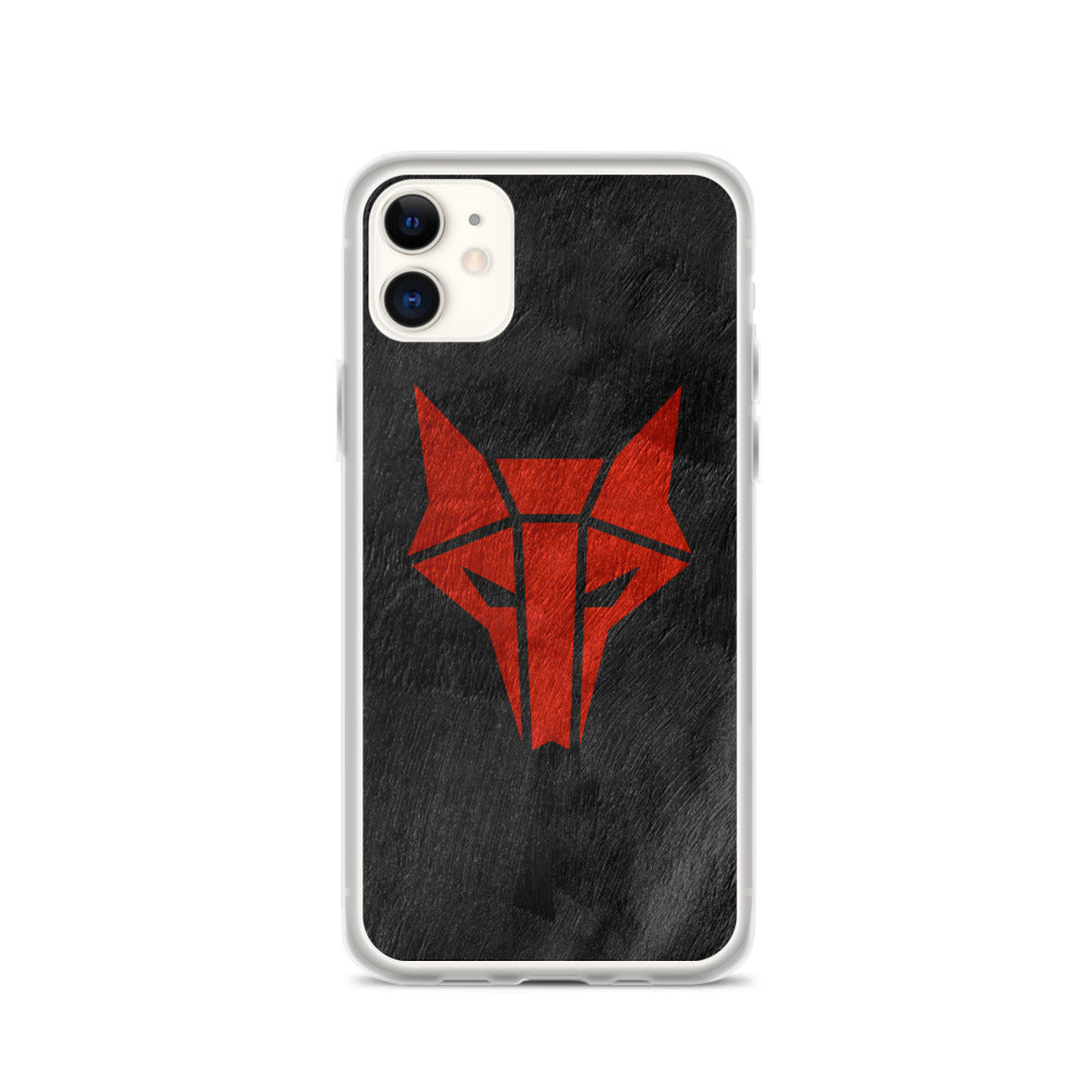 Black phone case with red wolf Howler sigil
