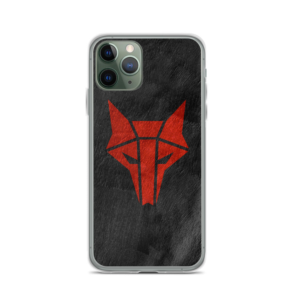 Black phone case with red wolf Howler sigil