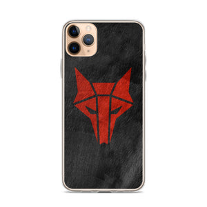 Black phone case with red wolf Howler sigil