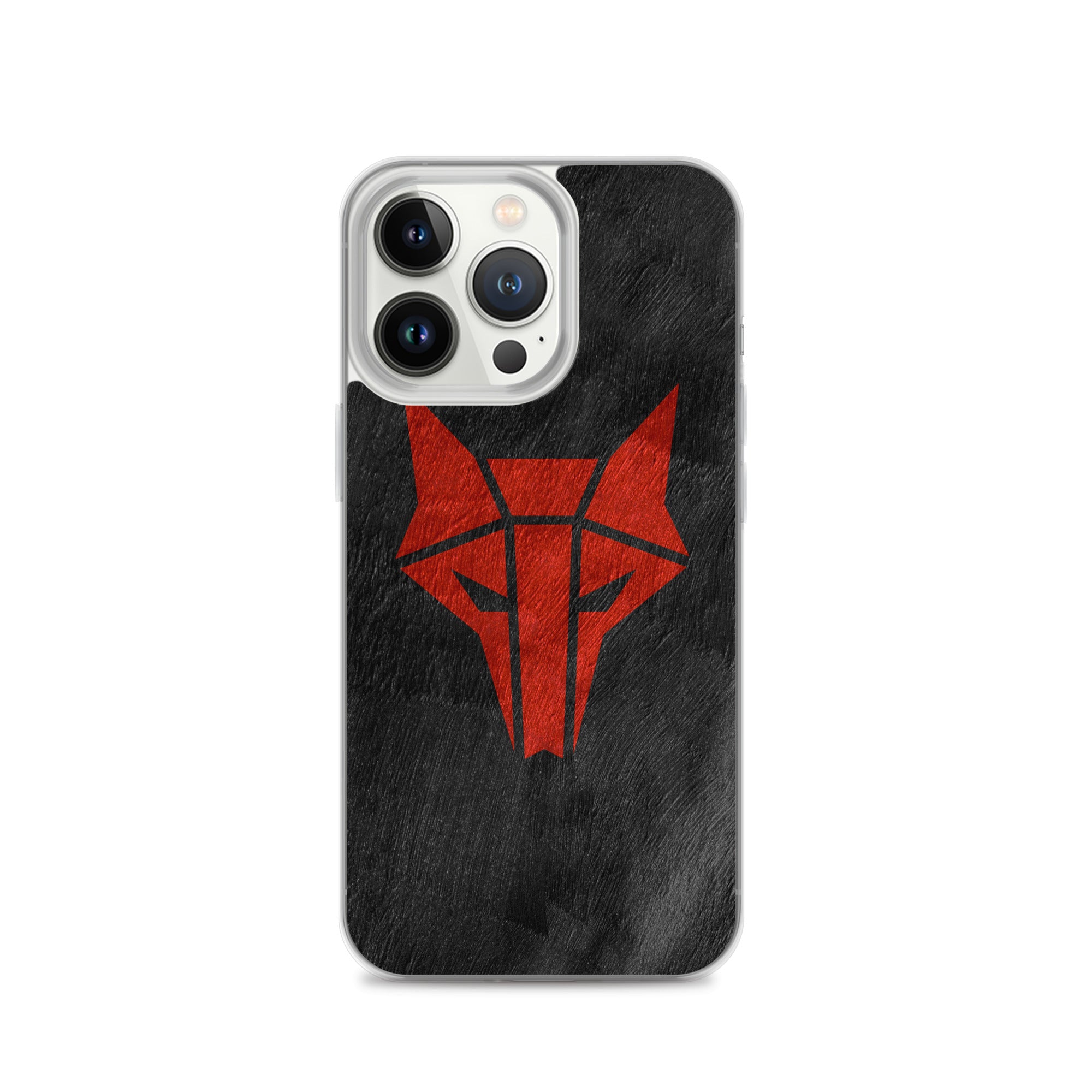Black phone case with red wolf Howler sigil