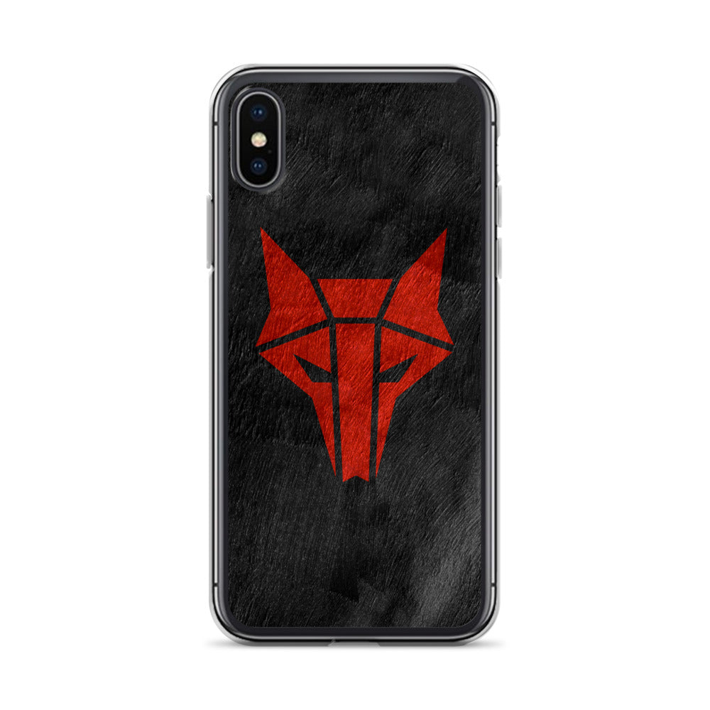 Black phone case with red wolf Howler sigil