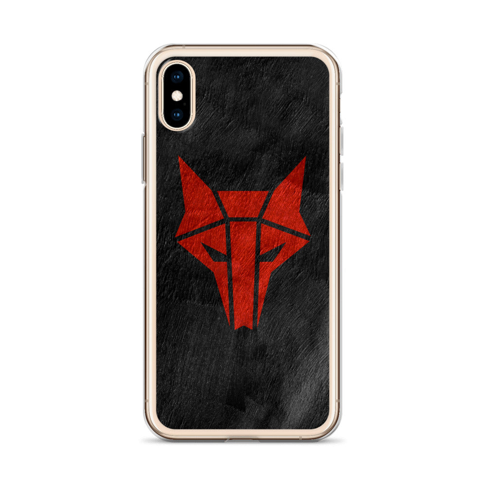 Black phone case with red wolf Howler sigil