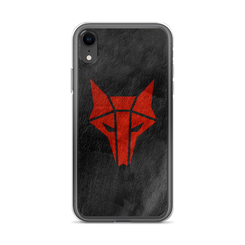 Black phone case with red wolf Howler sigil