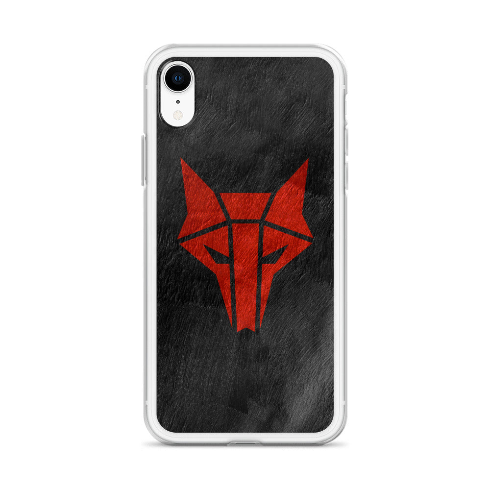 Black phone case with red wolf Howler sigil