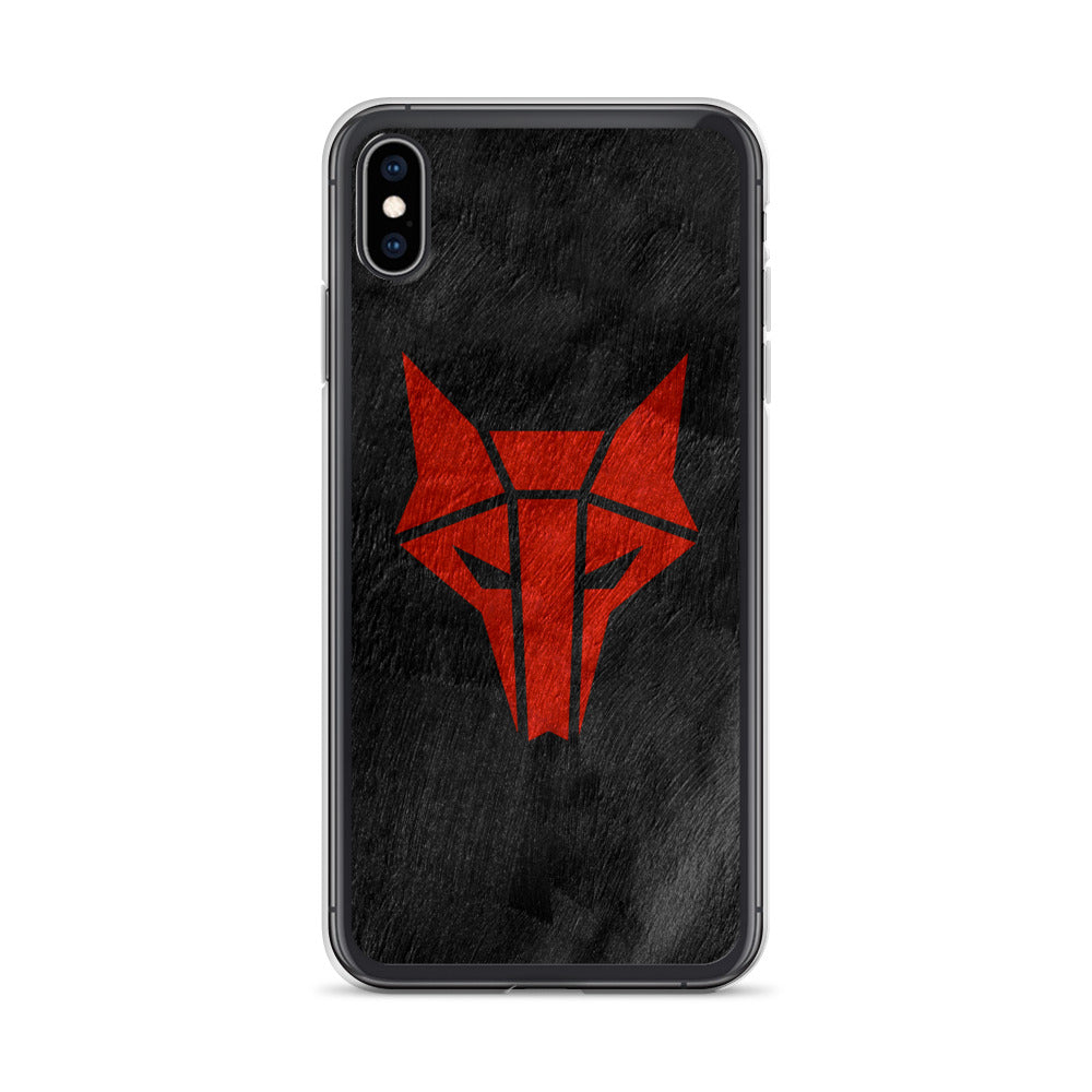 Black phone case with red wolf Howler sigil