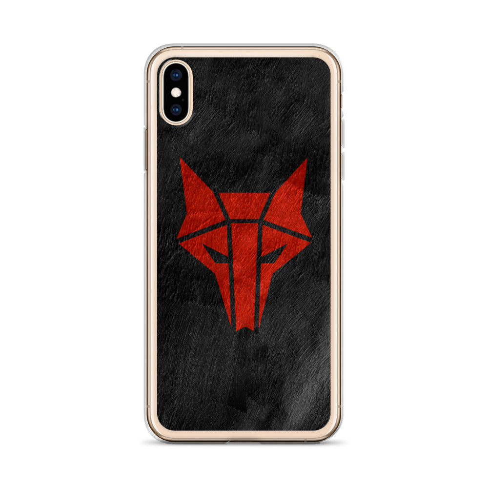 Black phone case with red wolf Howler sigil