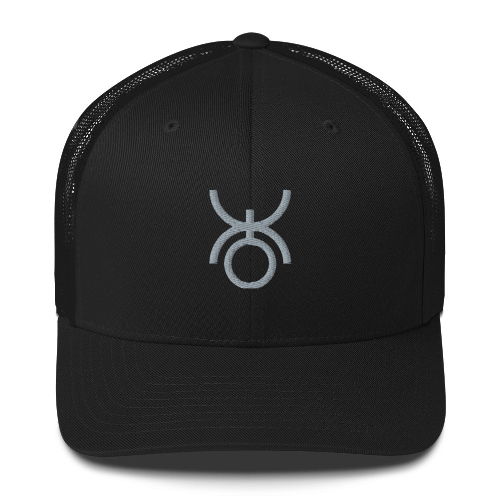 Grey sigil of the soldiers and police on black hat