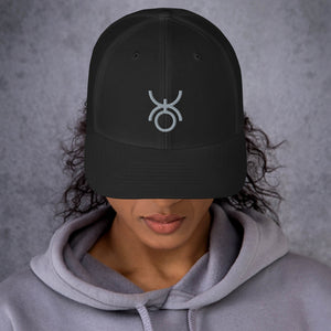 Grey sigil of the soldiers and police on black hat