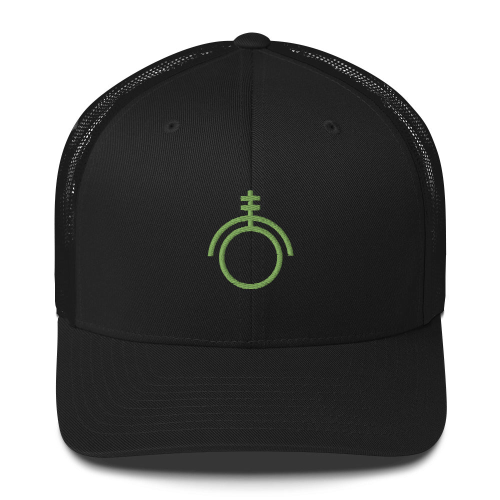 Black hat with the green sigil of technicians and programmers