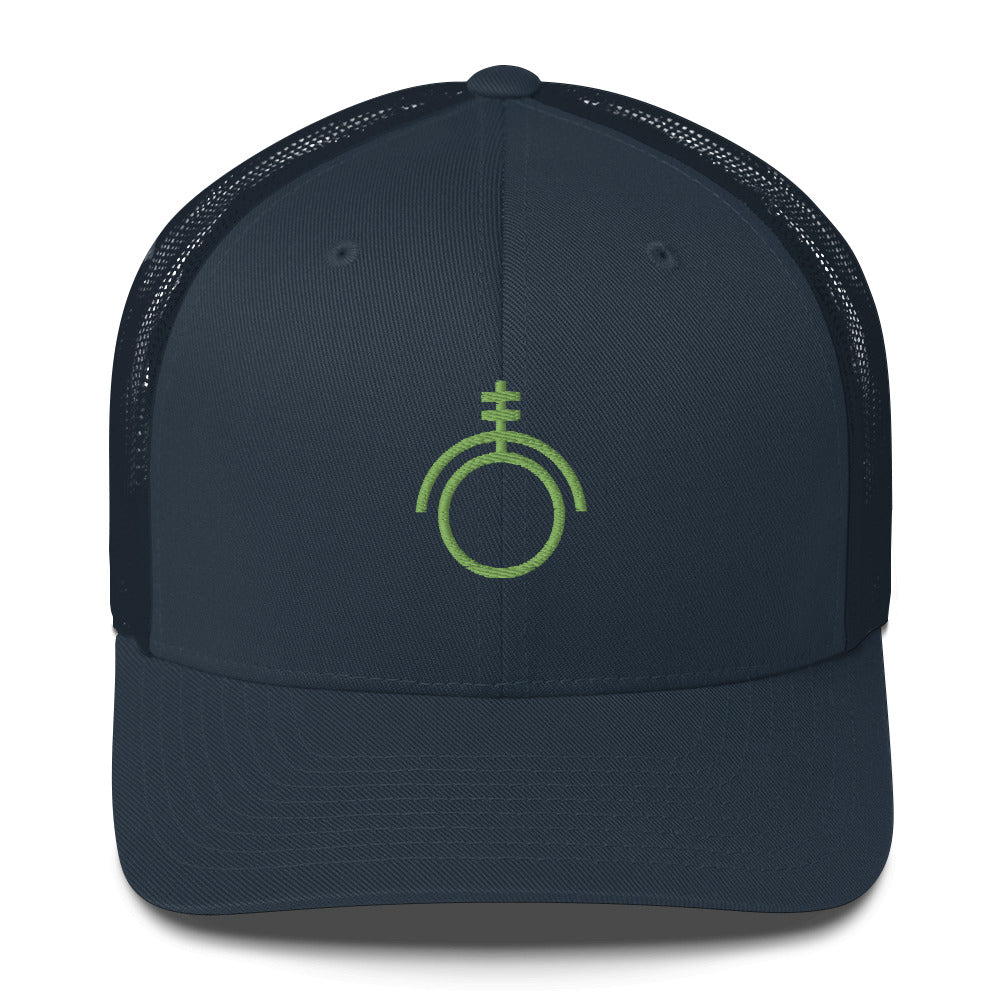 Blue hat with the green sigil of technicians and programmers
