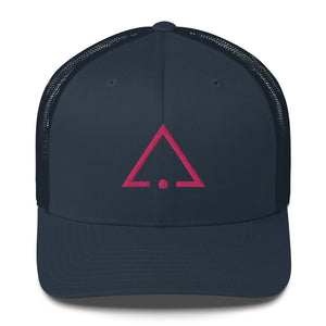 Blue hat embroidered with the pink sigil of pleasure slaves and social functionaries