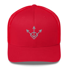 Load image into Gallery viewer, Red  hat embroidered with the Silver sigil of financiers and businessmen
