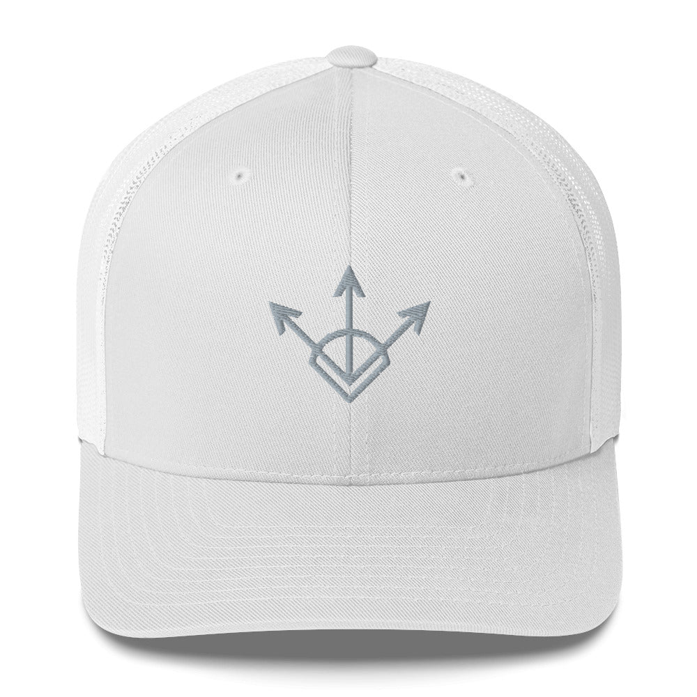 White  hat embroidered with the Silver sigil of financiers and businessmen