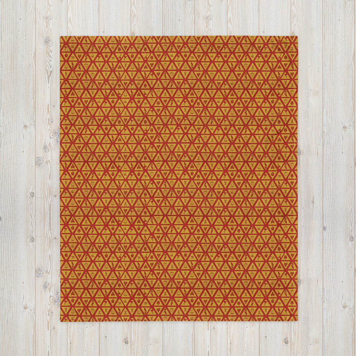 Cozy blanket printed with the red and gold House Sigils from Red Rising
