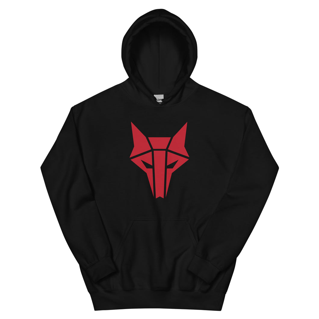 Black hoodie with red wolf Howler sigil 